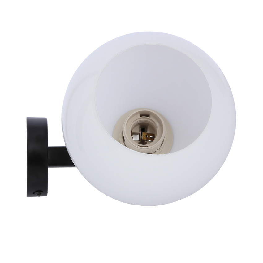Caldera lampa kinkiet czarny 1x60w e27 klosz biały