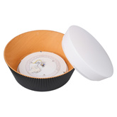 Lampa wisząca Umbria do salonu czarno-drewniana z kloszem LED 24W