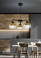 Lampa wisząca Cromina szklana potrójna kula czarno‑złota do salonu 3xE27