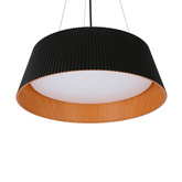 Lampa wisząca Umbria do salonu czarno-drewniana z kloszem LED 24W