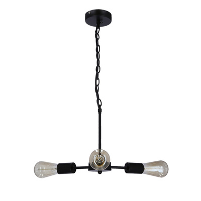 Lampa wisząca Sparta potrójna metalowa czarno-srebrna do salonu 3xE27