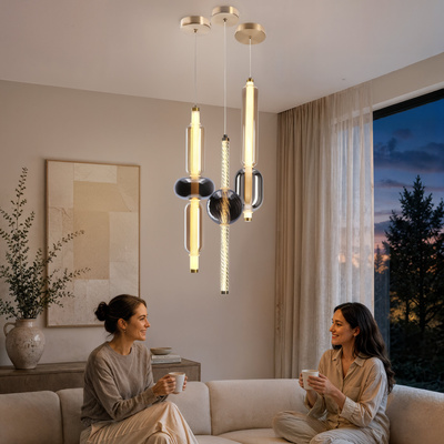 Lampa wisząca Kelly szklana tuba do salonu złota LED 8W 2700K 1 punkt światła