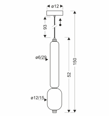 Lampa wisząca Kelly szklana tuba do salonu złota LED 8W 2700K 1 punkt światła