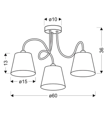 Lampa sufitowa Luk z abażurami 3-punktowa do salonu