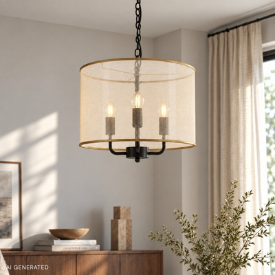 Lampa wisząca Pacifica abażur złoty czarna potrójna do salonu E14