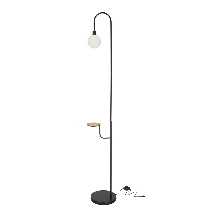 Lampa podłogowa Vanity z półką do salonu z kloszem E27 IP20