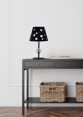Lampka nocna Batley czarna z abażurem metalowa klasyczna E14