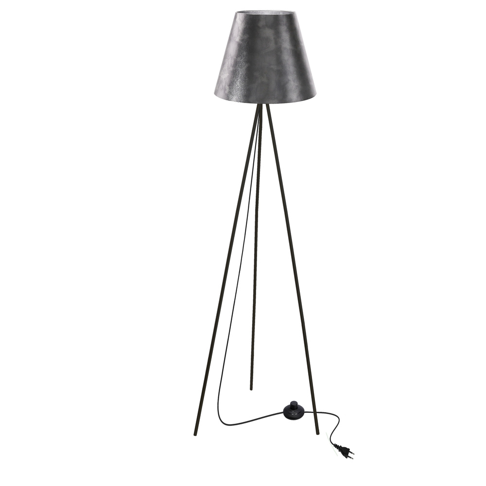 Lampa podłogowa PLATINO trójnóg z abażurem do salonu 1-punktowa