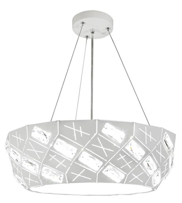 Lampa wisząca Glance biała okrągła z kryształkami LED 1-punktowa do salonu