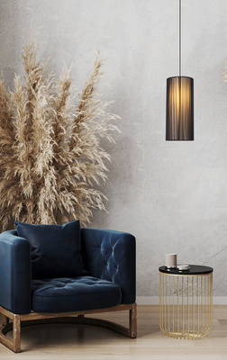 Lampa wisząca z abażurem Kioto nowoczesna czarna drewniana 18 cm