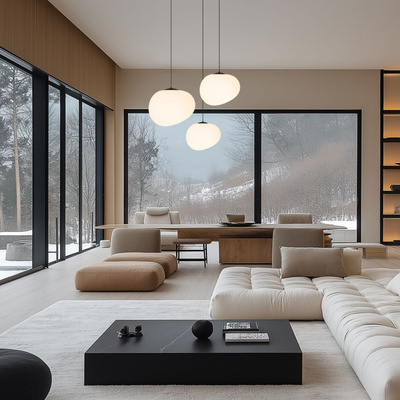 Lampa wisząca STONES 25 cm w stylu Japandi - z białym akrylowym kloszem inspirowanym kamieniem - minimalistyczne oświetlenie sufitowe do salonu E27
