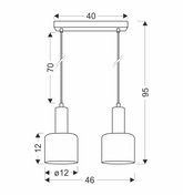 Lampa wisząca Isar podwójna do jadalni nad stół z kloszem bursztynowym E27