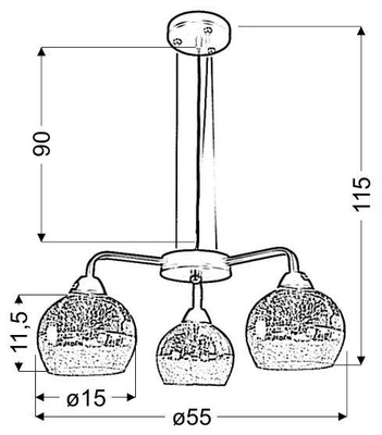 Lampa wisząca Cromina szklana potrójna kula czarno‑złota do salonu 3xE27