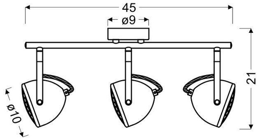 Lampa sufitowa PENT listwa regulowana 3-punktowa do korytarza metalowa