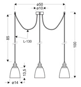 Lampa wisząca Voice szklane klosze 4-płomienna chromowa do kuchni nad stół