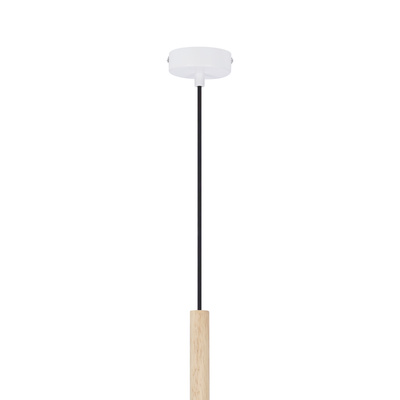 Lampa wisząca Trosa Ledea biała z drewnem pojedyncza do kuchni E27