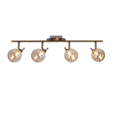 Lentini Lampa sufitowa listwa patynowy 4x40w g9 klosz bursztynowy