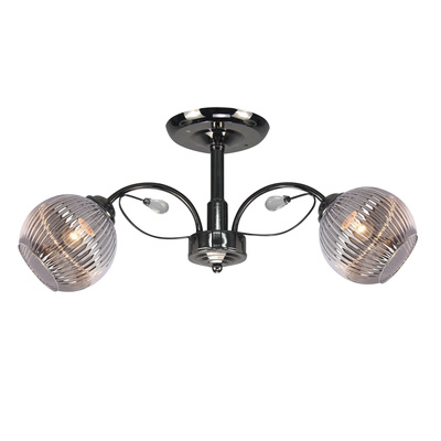 Lampa wisząca Cromat podwójna metalowo-szklana z kloszem czarna do salonu
