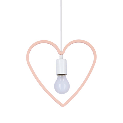 Lampa wisząca dziecięca Single serce z księżycem różowo-biała LED 3000K MDF