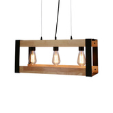 Lampa wisząca Varna drewniana czarna potrójna nad stół 3xE27 industrialna