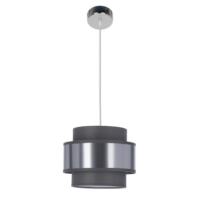 Lampa wisząca z abażurem Hare chromowana szaro-srebrna do salonu