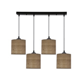 Lampa wisząca z abażurami Legno rattanowy orzechowy 4-płomienna nad stół