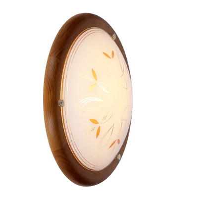 Plafon Rustica okrągły drewniany 30 cm dąb brązowy E27 do salonu