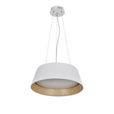 Lampa wisząca Umbria biało‑drewniana do salonu LED z kloszem 24W