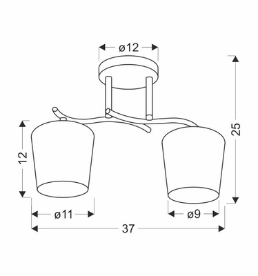 Lampa sufitowa Esnyr ze szklanymi kloszami 2-punktowa do salonu
