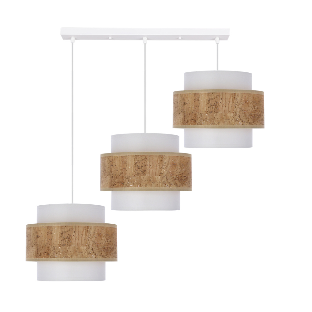 Lampa wisząca z abażurami Cork potrójna nowoczesna do jadalni