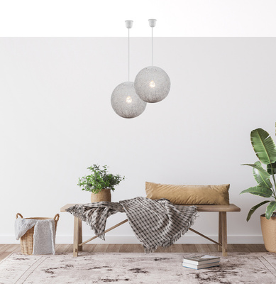 Lampa wisząca Caruba kula 30 cm biała pojedyncza do salonu 1xE27