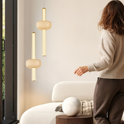 Lampa wisząca Puras D ze szklaną ozdobą pojedyncza LED 15W 3000K do sypialni i salonu
