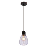 Lampa wisząca Moldo szklana czarna z przezroczystym kloszem do salonu E27 1-płomienna