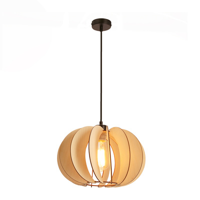 Lampa wisząca Eco kula z abażurem drewnianym do salonu 1xE27 pojedyncza
