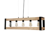 Lampa wisząca Varna nad stół czarna drewniana 5-punktowa loft E27