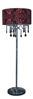 Lampa podłogowa Astor z welurowym abażurem i kryształkami do salonu 3-punktowa E14