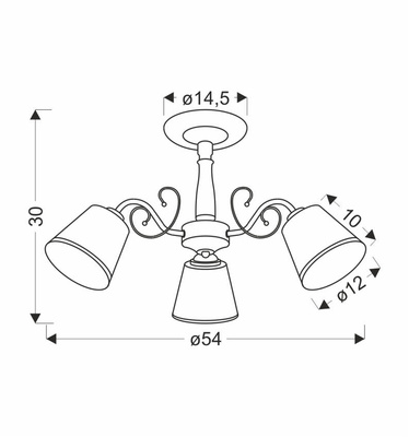 Lampa sufitowa Losanna ze szklanymi kloszami 3-punktowa do salonu