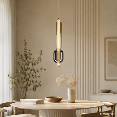 Lampa wisząca Kelly szklana tuba do salonu złota LED 8W 2700K 1 punkt światła