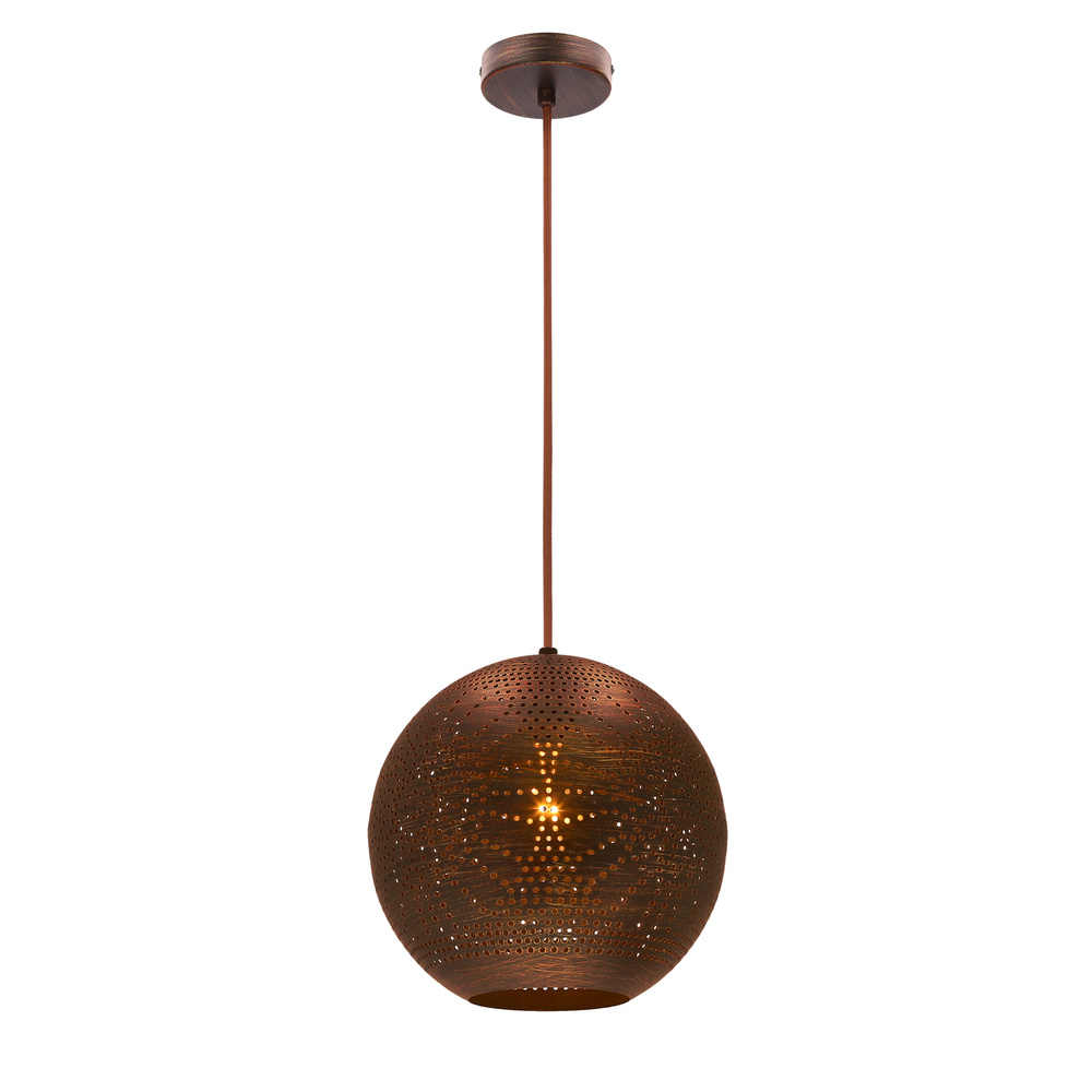 Lampa wisząca Sfinks kula metalowa brązowa pojedyncza do salonu E27