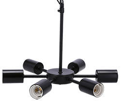 Lampa wisząca Sparta metalowa czarno-srebrna 6-punktowa do salonu E14