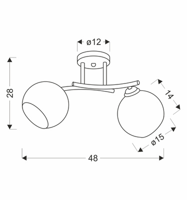 Lampa wisząca Manon podwójna metalowo-szklana z bursztynowym kloszem
