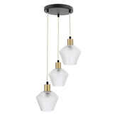 Lampa wisząca Greniko potrójna z kloszem bezbarwnym do salonu czarna E14