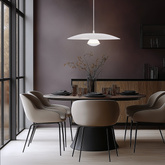 Lampa wisząca LUND 48 cm minimalistyczna – biały klosz talerz - skandynawska lampa do jadalni i salonu LED