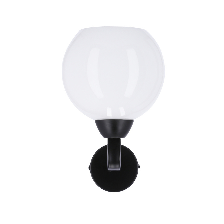 Caldera lampa kinkiet czarny 1x60w e27 klosz biały
