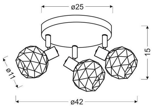Lampa sufitowa Acrobat okrągła regulowana 3-punktowa do salonu metalowa