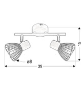 Lampa sufitowa FLY listwa regulowana 2-punktowa do kuchni metalowa