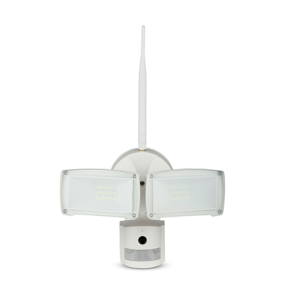 18W Naświetlacz LED SMD z czujnikiem ruchu i kamerą / Wifi / Barwa:6000K / Obudowa: Biała