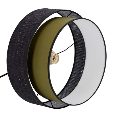 Lampa wisząca z abażurem Arezzo czarna z oliwkowym do salonu