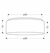 KIDDY lampa sufitowa 38 cm biały 2x40W E27 abażur biały z szarą oblamówką