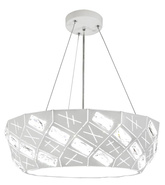 Lampa wisząca Glance biała metalowa z kryształkami 4-punktowa do salonu